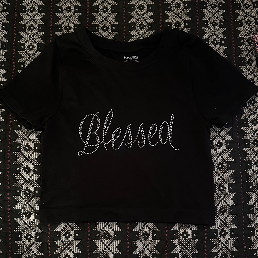 Popular21 Black 'Blessed' Short Sleeve Kids Tee
